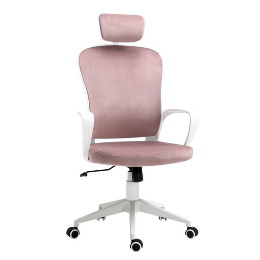 Vinsetto High-Back Rocking Chair With Adjustable Headrest Pink/White