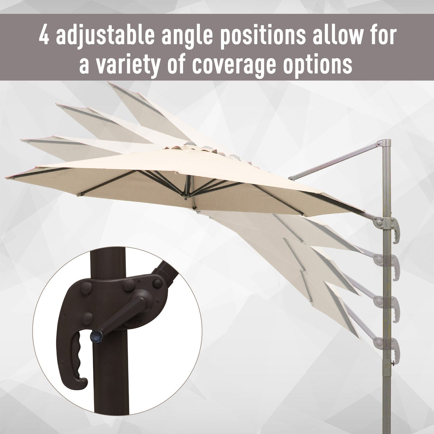 3 m Beach Hanging Umbrella Parasol W/Hand Crank-Beige