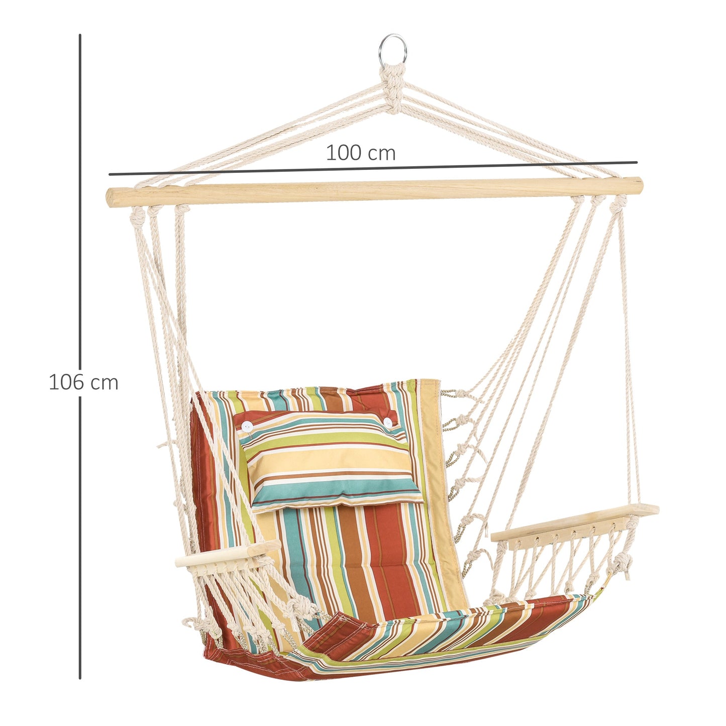 Hanging Hammock Chair Swing Chair Thick Rope Frame Safe Wide Seat Indoor Outdoor Home