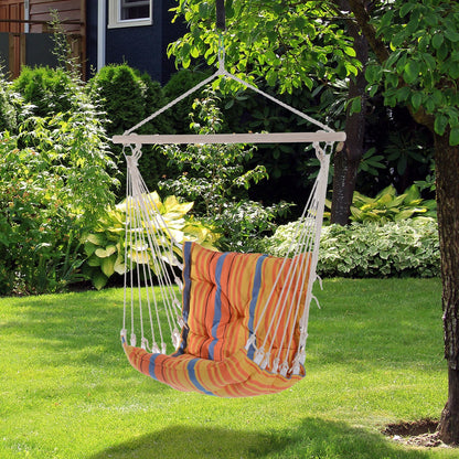 Outsunny Outdoor Hanging Rope Chair With Soft Padded Seat & Backrest