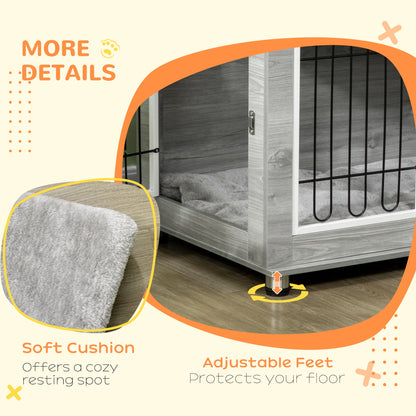 PawHut Dog Crate Furniture Side End Table with Soft Washable Cushion