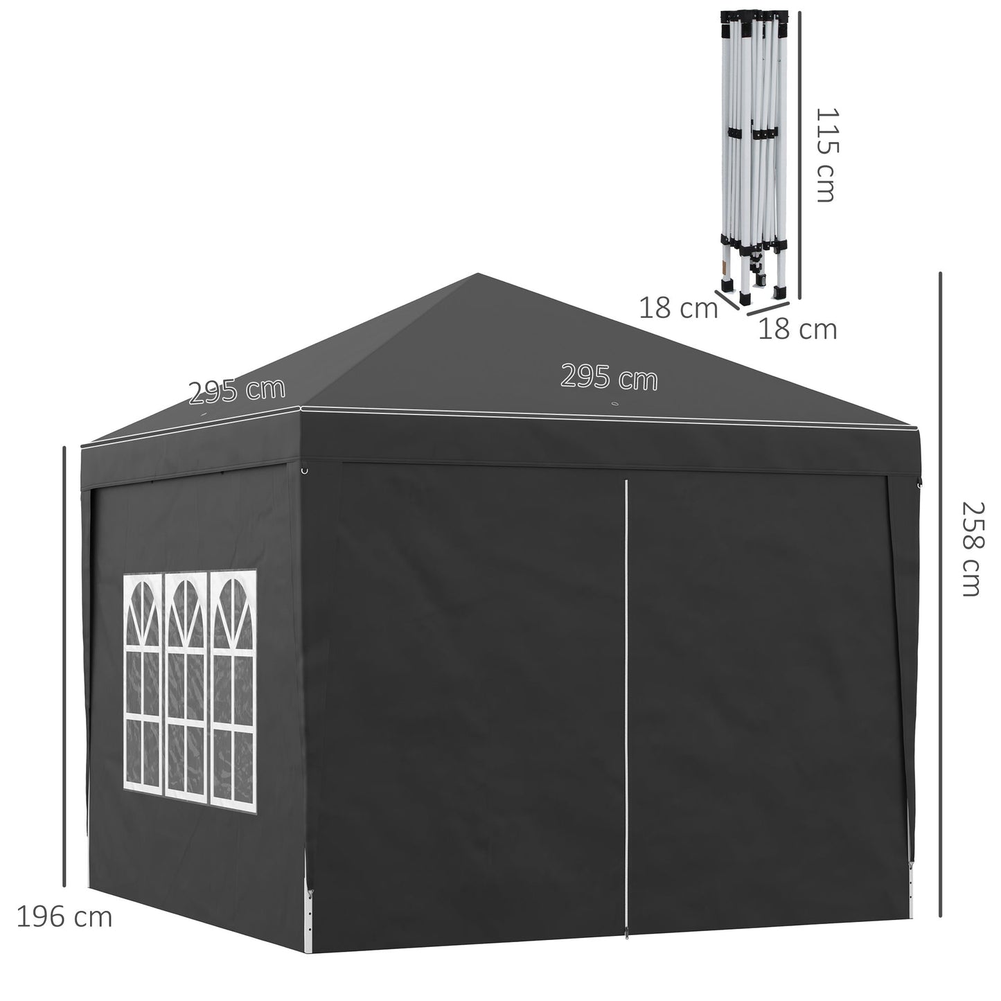 3 x 3 Meters Pop Up Water Resistant Gazebo Wedding Camping Party Tent Canopy Marquee with Carry Bag and 2 Windows