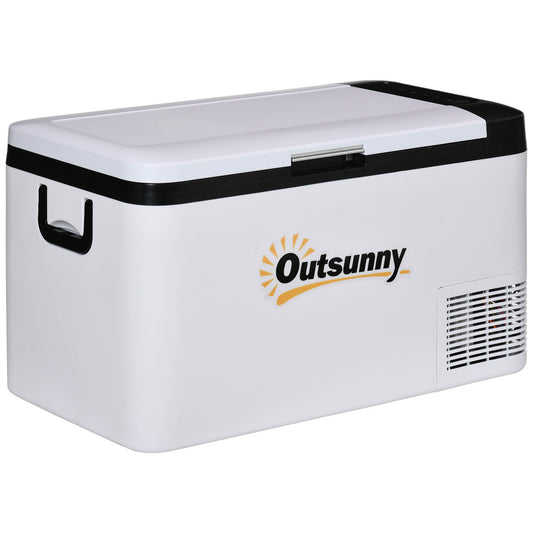 Outsunny 12V Car Refrigerator w/ LED Light & Foldable Handles