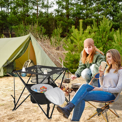 Folding Camping Table Portable Picnic Table w/ Built-in Cooler & Carry Bag