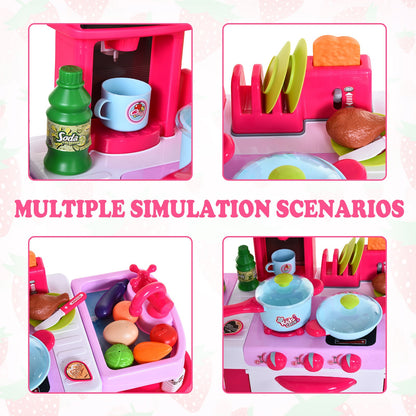 Kids 38-Piece Plastic Kitchen Play Set w/ Light & Sound Effects Pink