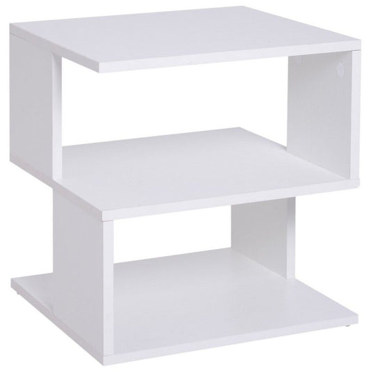 Homcom Modern Square 2 Tier Wood Coffee Side Table Storage Shelf Rack Living Room White