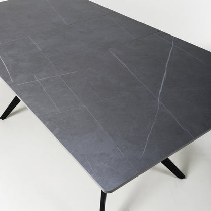 Industrial Dining Table Metal & Ceramic Grey - Extendable 140-180cm