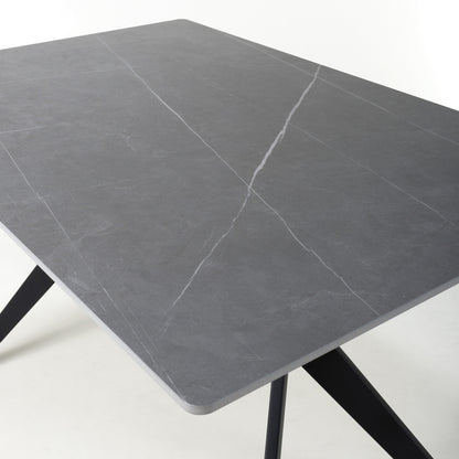 Industrial Dining Table Metal & Ceramic Grey - 120cm