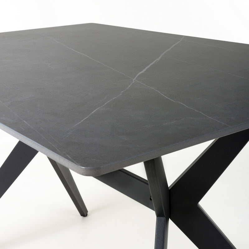 Industrial Dining Table Metal & Ceramic Grey - 120cm