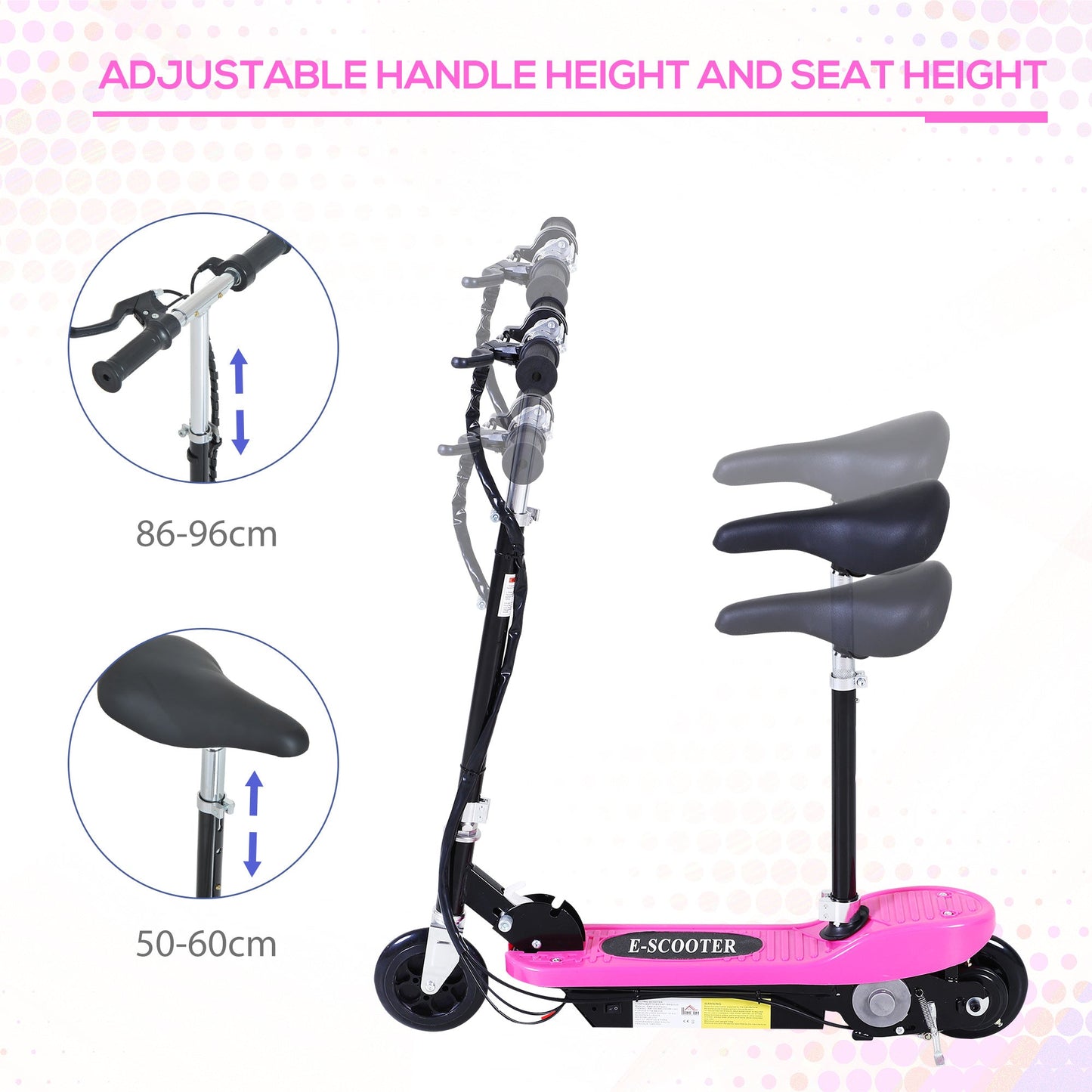 Foldable Electric Scooter Ride on for Kids 12V 120W W/Brake Kickstand-Pink