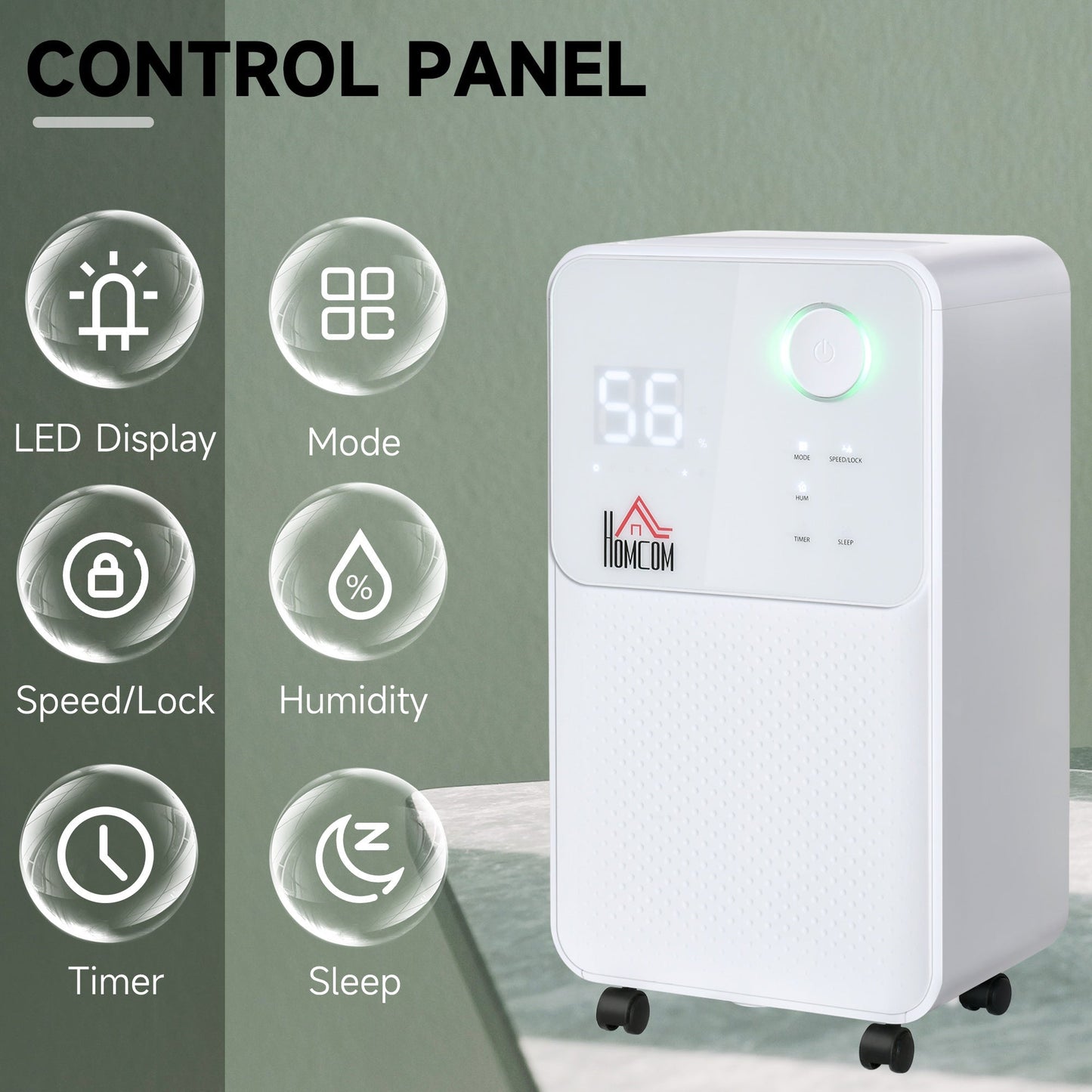 12L/Day 2000ML Portable Quiet Dehumidifier for Home Laundry Room Bedroom Basement