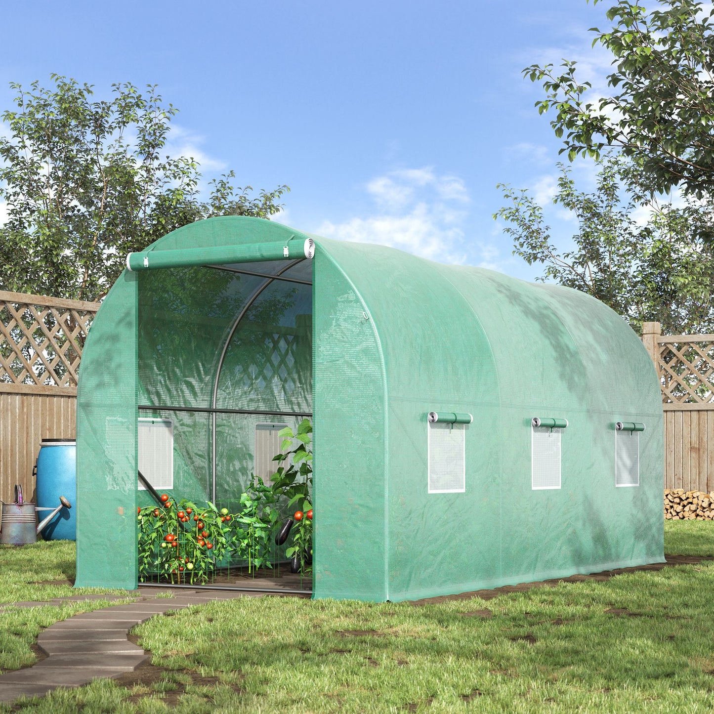 4L x 2W x 2H M Greenhouse Walk-in Polytunnel Outdoor Garden Flower Vegetable Planter 25mm Diameter Galvanised Steel Frame w/ Zipped Door