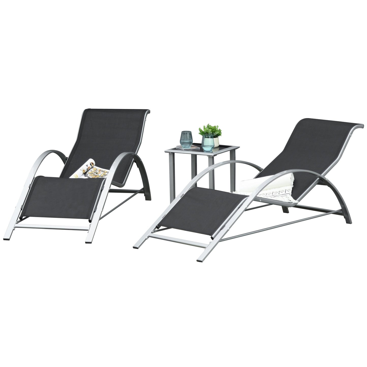 3-Pieces Sun Lounger Chair Set