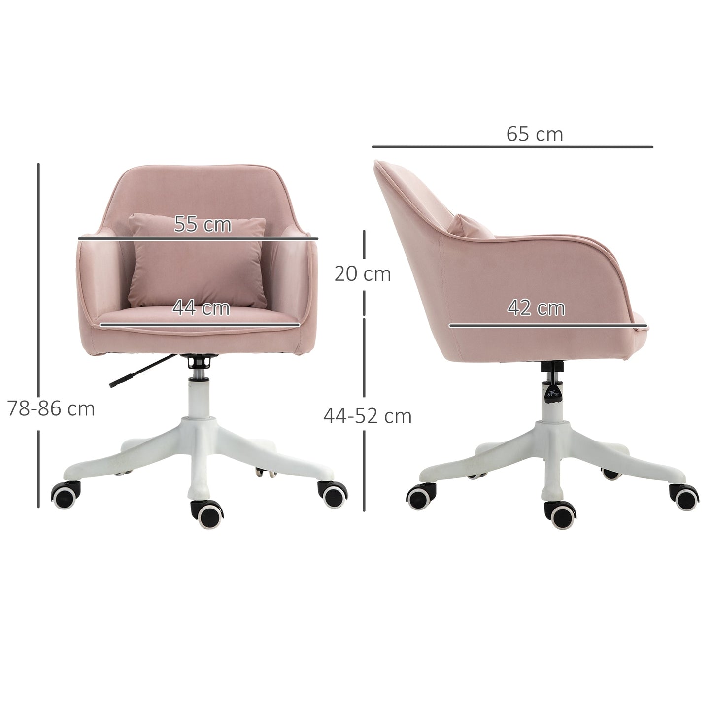 Vinsetto Velvet-Feel Office Chair with Rechargeable Electric Vibration Massage Lumbar Pillow