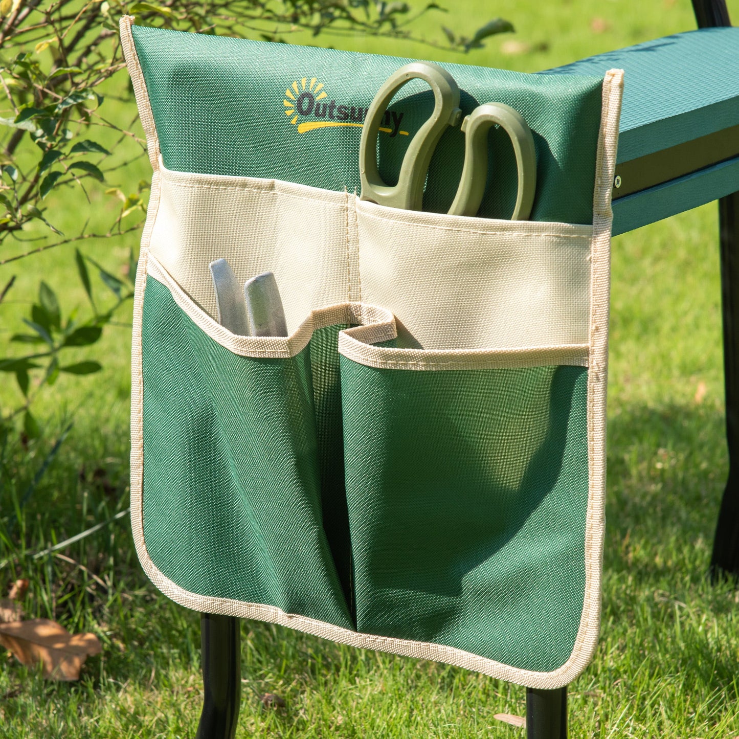 Steel Frame Gardening Kneeler Seat w/ Pouch Green