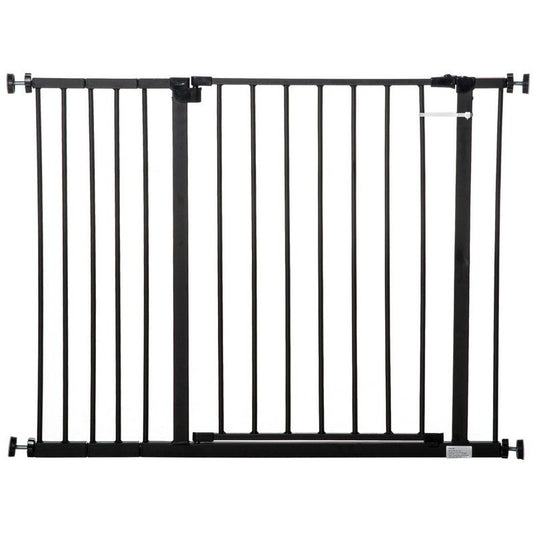 PawHut Pressure Fitted Pet Dog Safety Gate Metal Fence Extending 76-107cm Wide