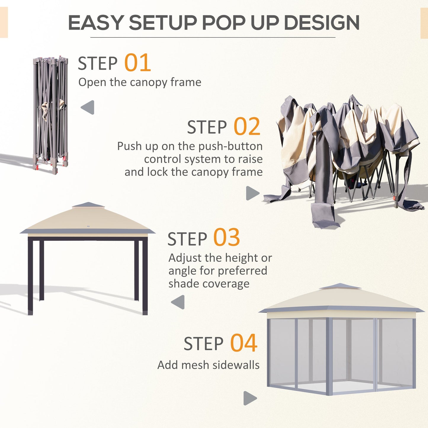 Outsunny 330cm x 330cm Pop Up Canopy