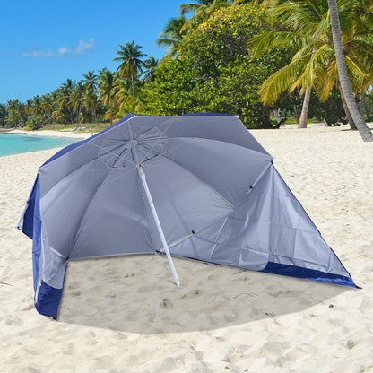 UV Protection Fishing Beach Umbrella Brolly Shelter /w Side Panel Tent Blue