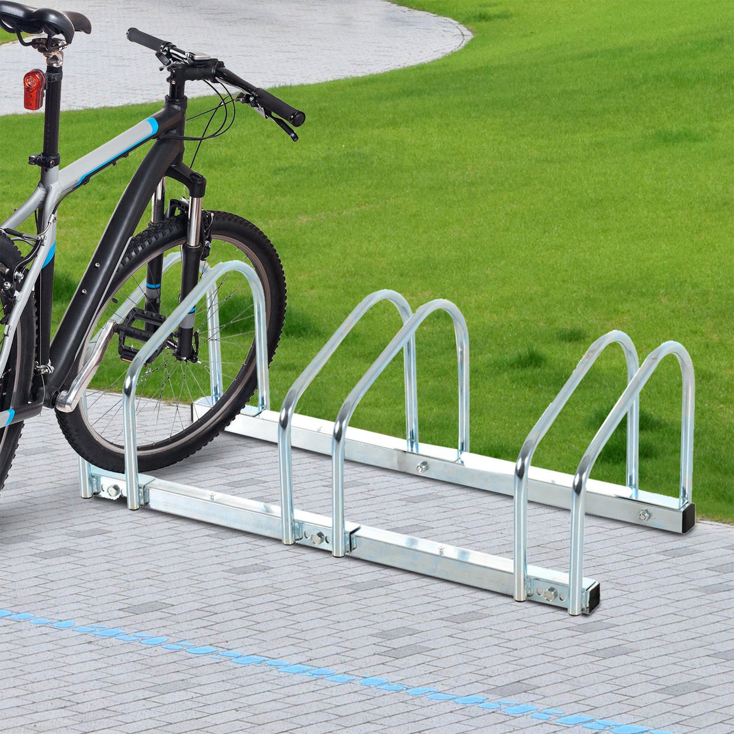 Homcom Bike Stand Parking Rack Floor or Wall Mount Bicycle Cycle Storage Locking Stand 76L x 33W x 27H (3 Racks