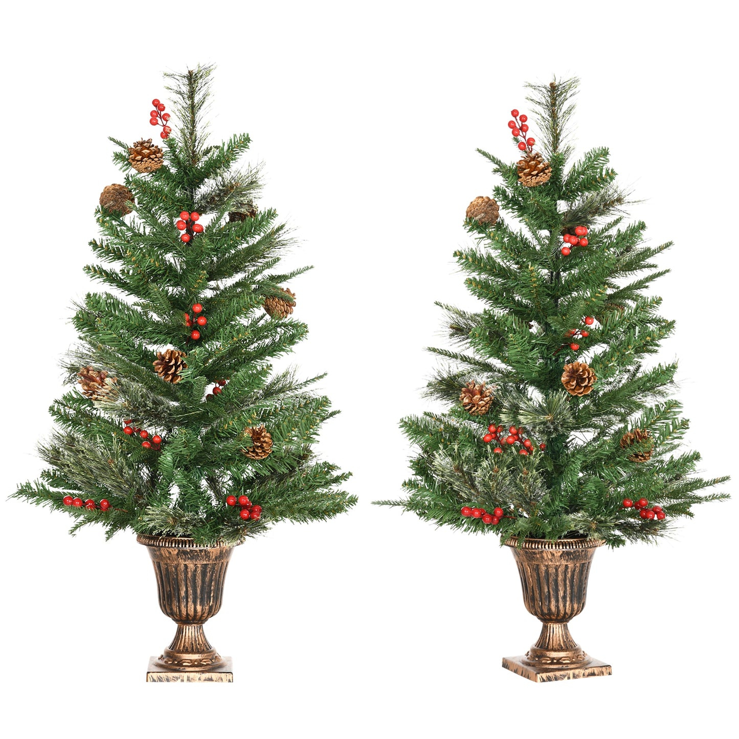 2x 3ft Berries & Cones Christmas Tree Artificial - Ornament 110 Tips