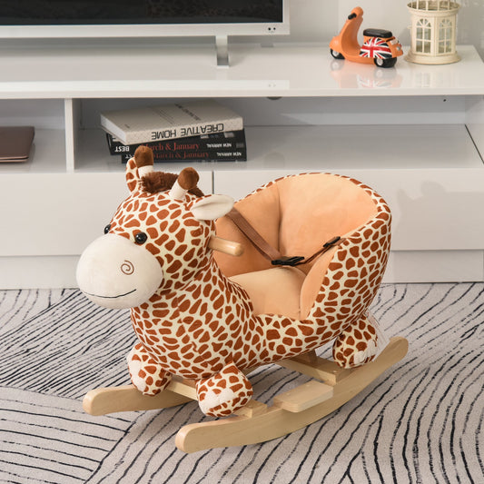 Homcom Kids Rocking Horse Toys Giraffe Seat With Sound Toddlers Baby Toy