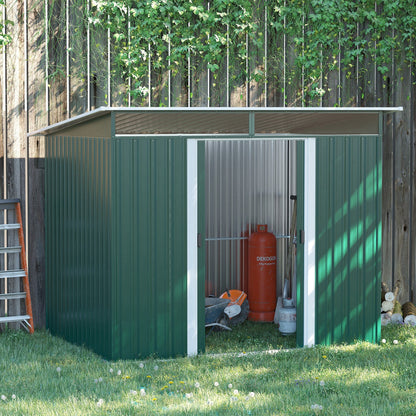 Lightsky 8.5 x 6' Double Door Pent Garden Shed Steel Green by Steadfast