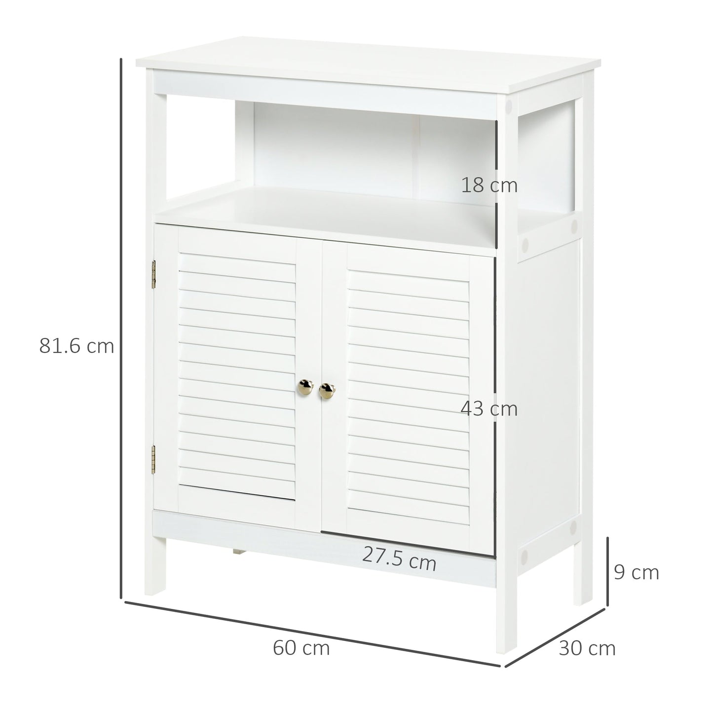 Kleankin Bathroom Storage Unit Cabinet With Open Storage Shelf