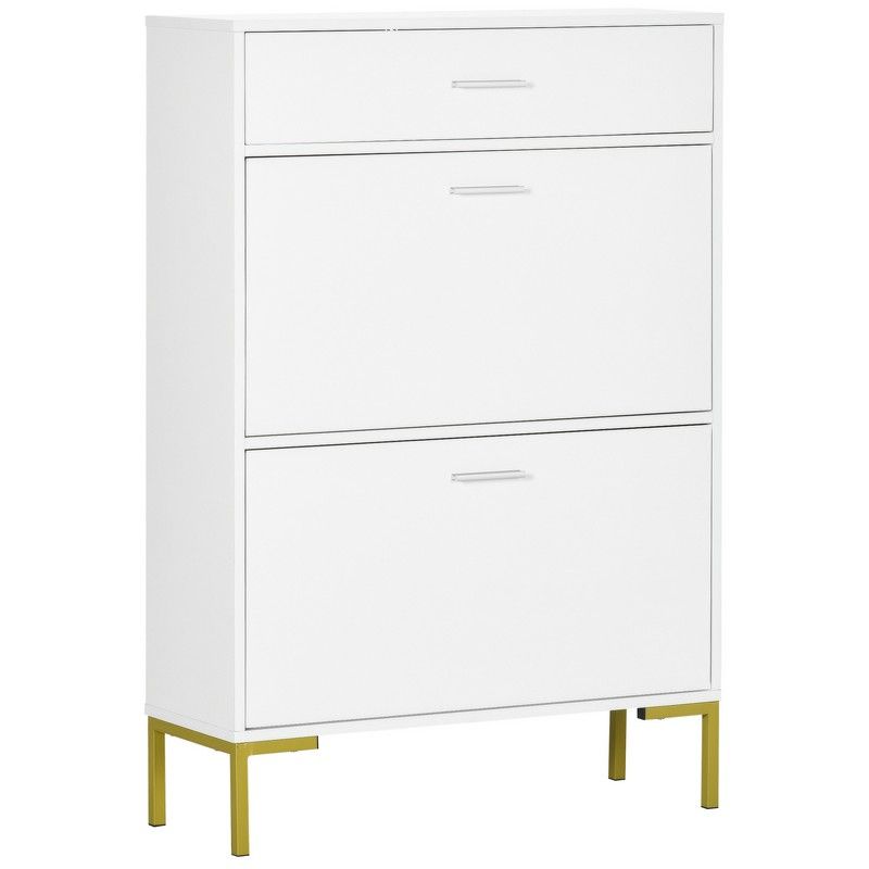 Homcom Modern Shoe Cabinet With 2 Flip Doors