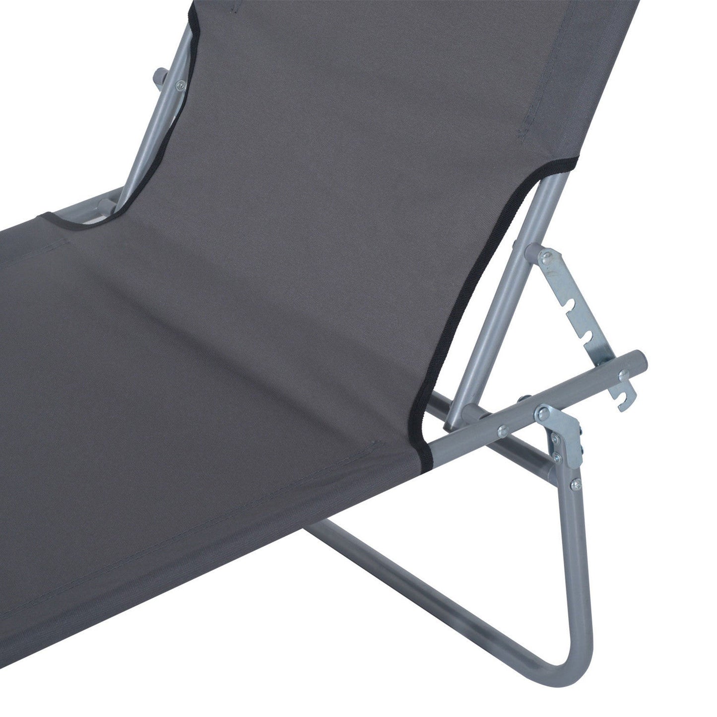 Outsunny Adjustable Lounger Seat with Sun Shade-Grey