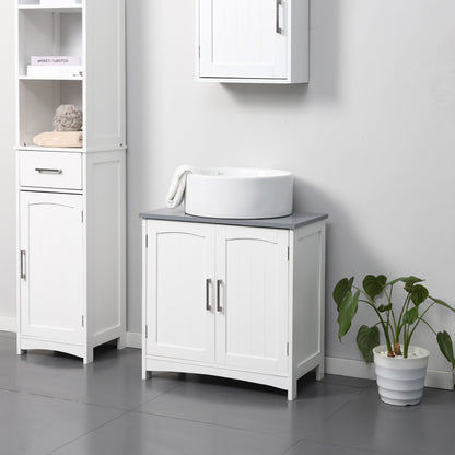 kleankin Pedestal Under Sink Cabinet with Double Doors