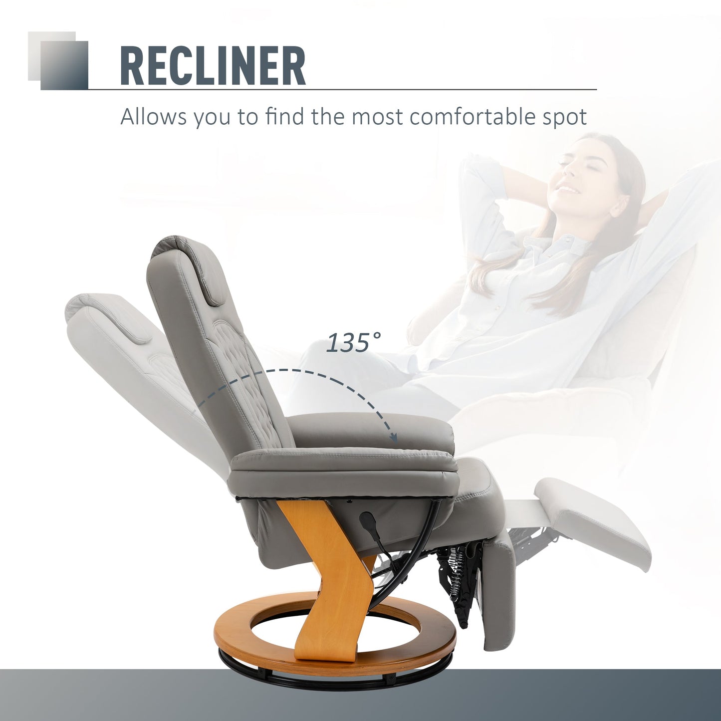 PU Recliner Chair with Footrest