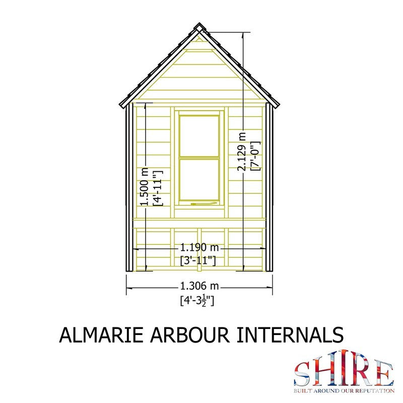 Shire Almarie 3' 3" x 4' 3" Apex Garden Arbour - Classic Pressure Treated Shiplap