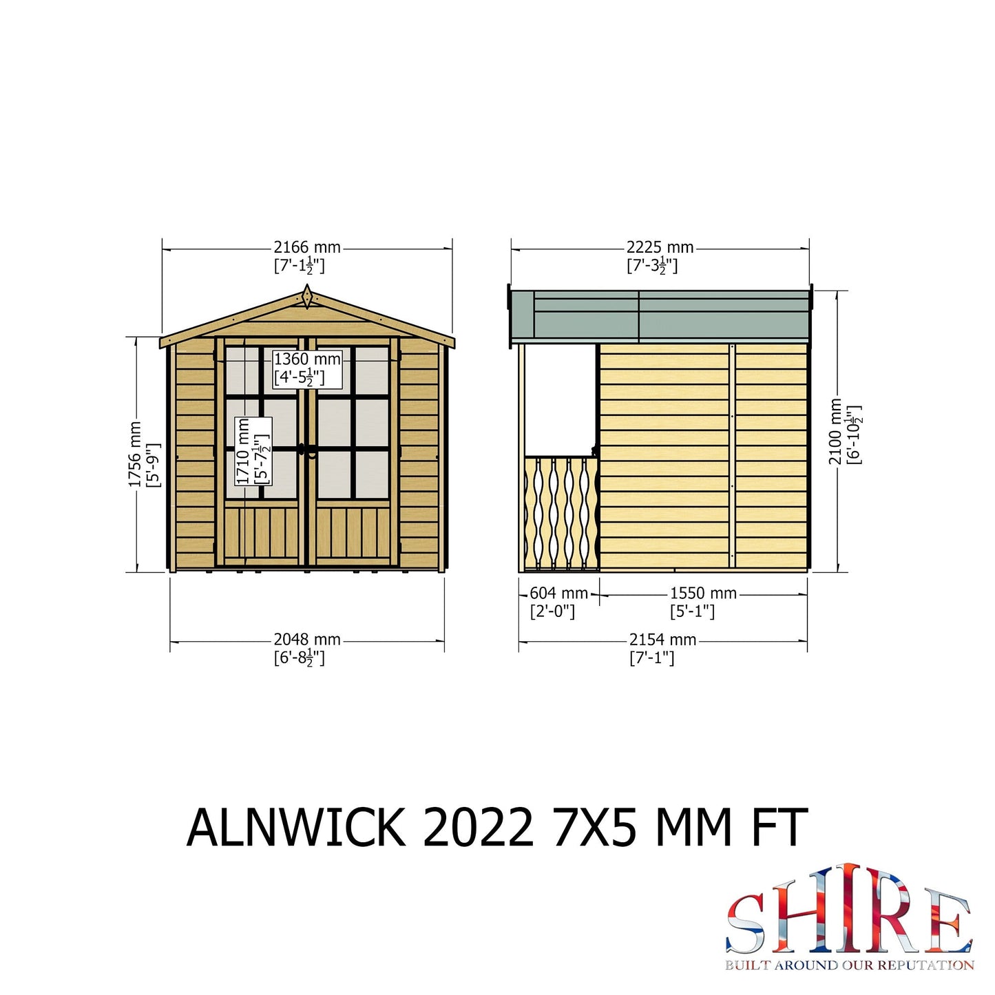 Shire Alnwick 6' 8" x 7' 4" Apex Summerhouse - Premium Dip Treated Shiplap