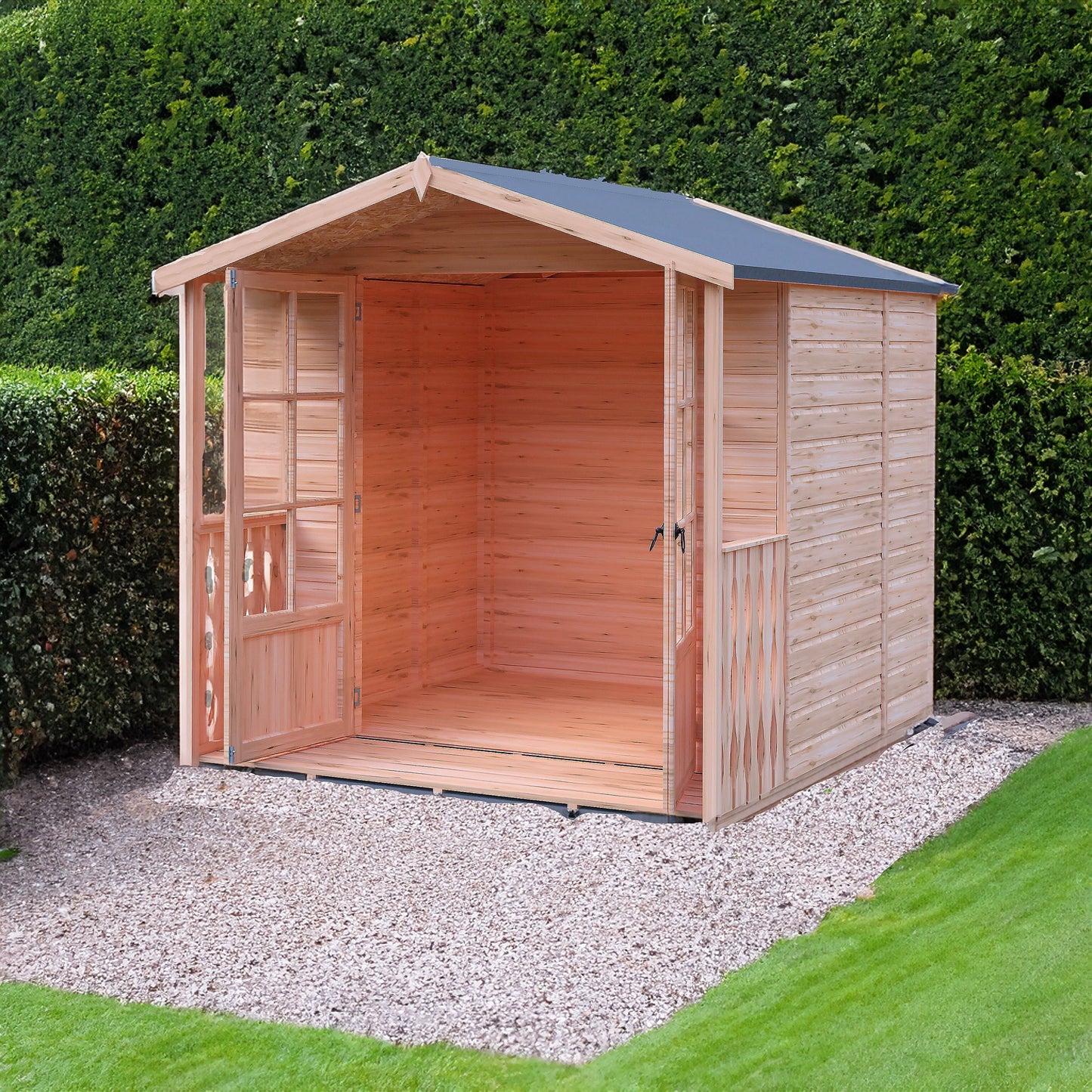 Shire Alnwick 6' 8" x 7' 4" Apex Summerhouse - Premium Dip Treated Shiplap