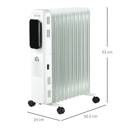 2720W 11 Fin Adjustable Oil Filled Radiator With Timer White