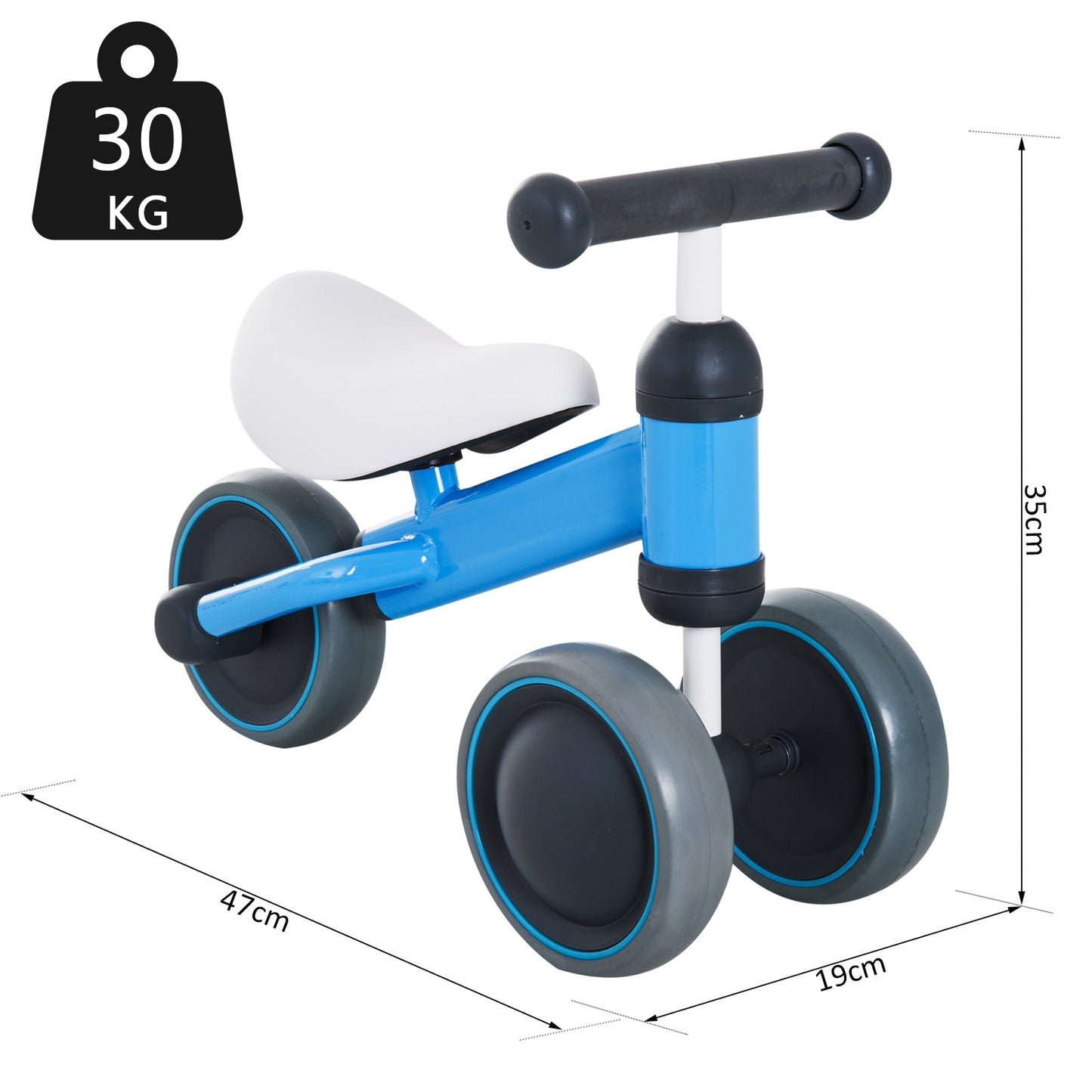 Kids Balance Bike Toddler Plastic No-Pedal Walking Blue