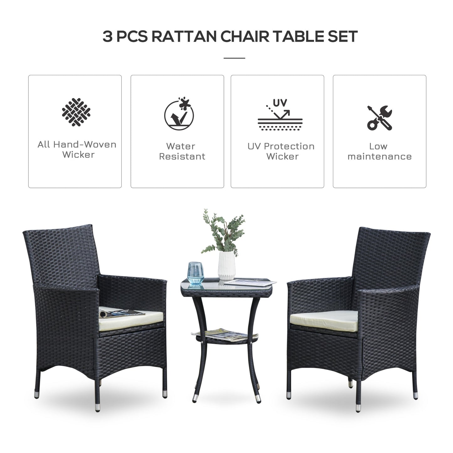 Three-Piece Rattan Chair Set