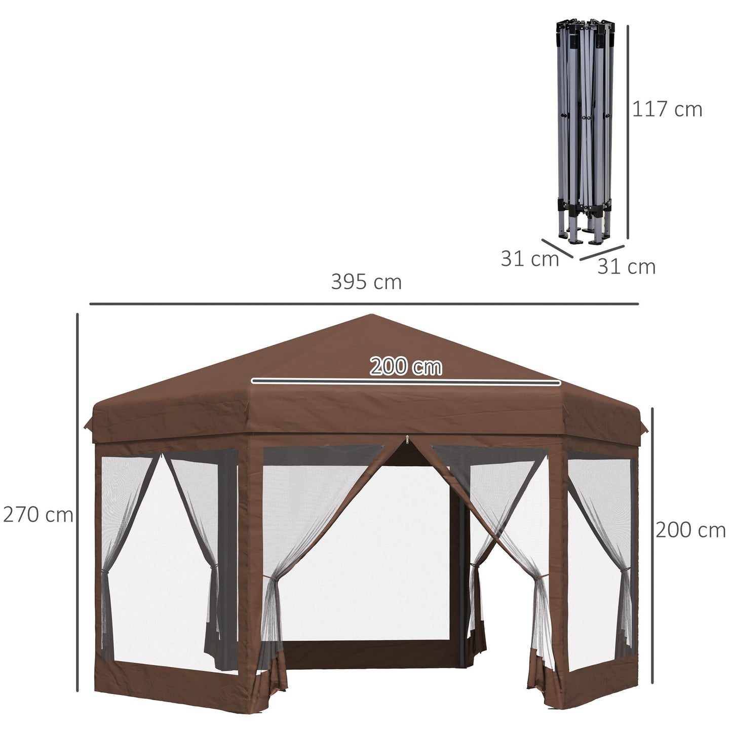 3m x 3.5m Hexagonal Pop Up Gazebo