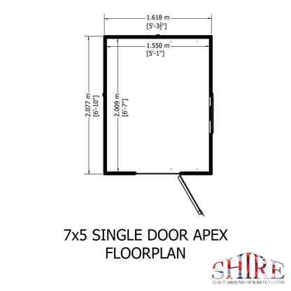 Shire Evan 5' 3" x 6' 8" Apex Shed - Premium Dip Treated Shiplap