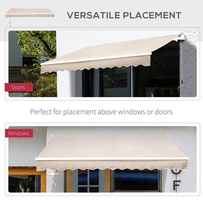 3.5M x 2.5M Manual Awning Canopy Retractable Sun Shade Shelter for Garden Patio