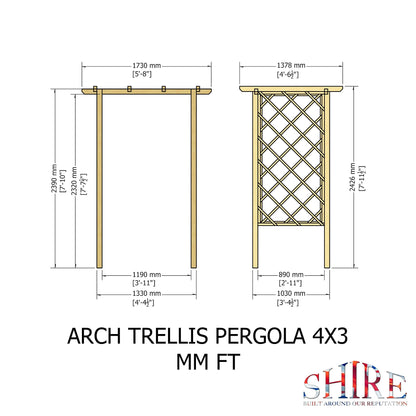 Shire 3' 4" x 4' 4" Garden Arch - Classic Pressure Treated