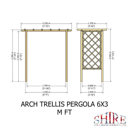 Shire 3' 4" x 6' 3" Garden Arch - Classic Pressure Treated