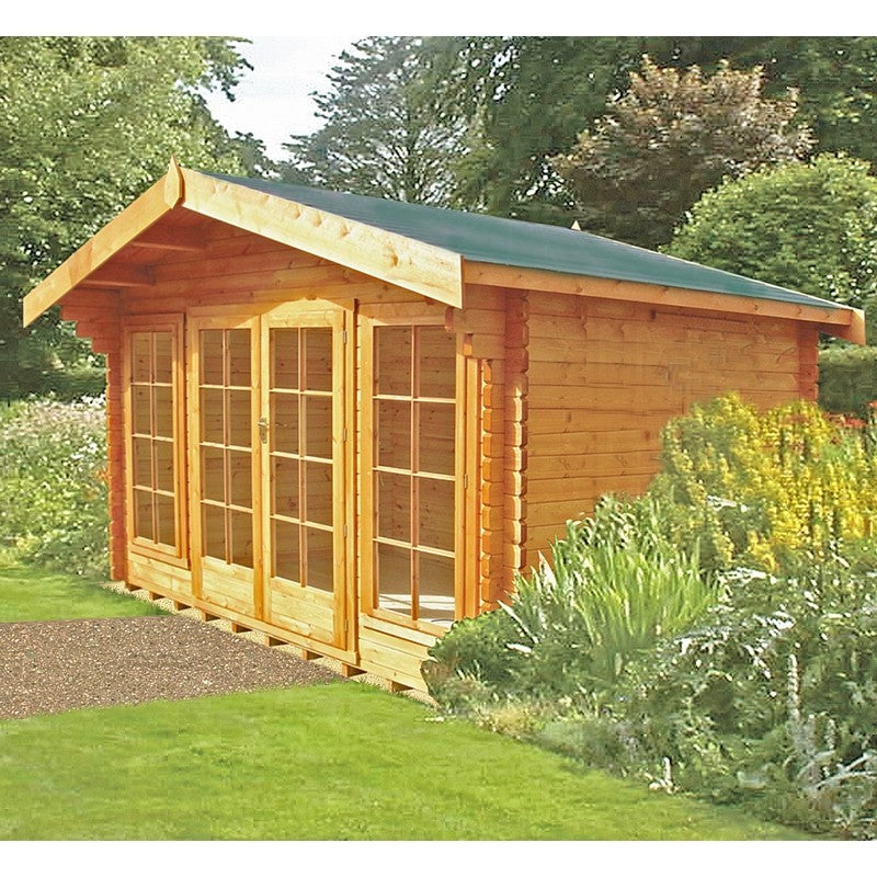 Shire Argyll 11' 9" x 7' 10" Apex Log Cabin - Premium 28mm Cladding Tongue & Groove