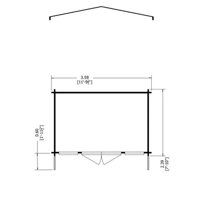 Shire Argyll 11' 9" x 7' 10" Apex Log Cabin - Premium 70mm Cladding Tongue & Groove