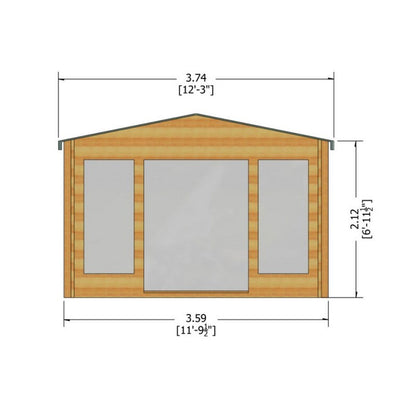 Shire Argyll 11' 9" x 7' 10" Apex Log Cabin - Premium 70mm Cladding Tongue & Groove