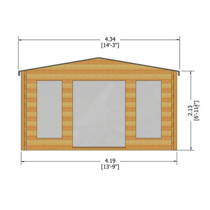 Shire Argyll 13' 8" x 7' 10" Apex Log Cabin - Premium 70mm Cladding Tongue & Groove