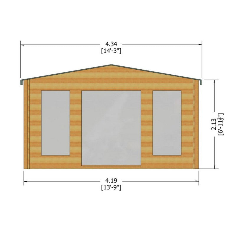 Shire Argyll 13' 8" x 9' 9" Apex Log Cabin - Premium 70mm Cladding Tongue & Groove