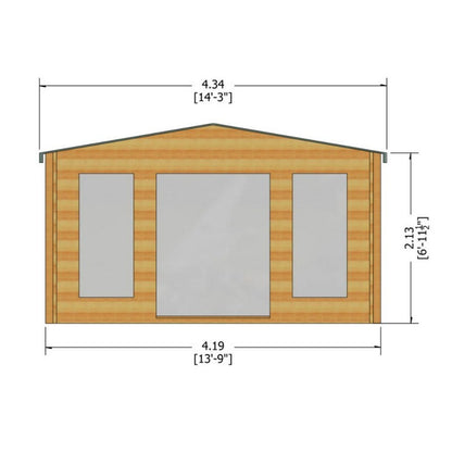 Shire Argyll 13' 8" x 11' 9" Apex Log Cabin - Premium 70mm Cladding Tongue & Groove