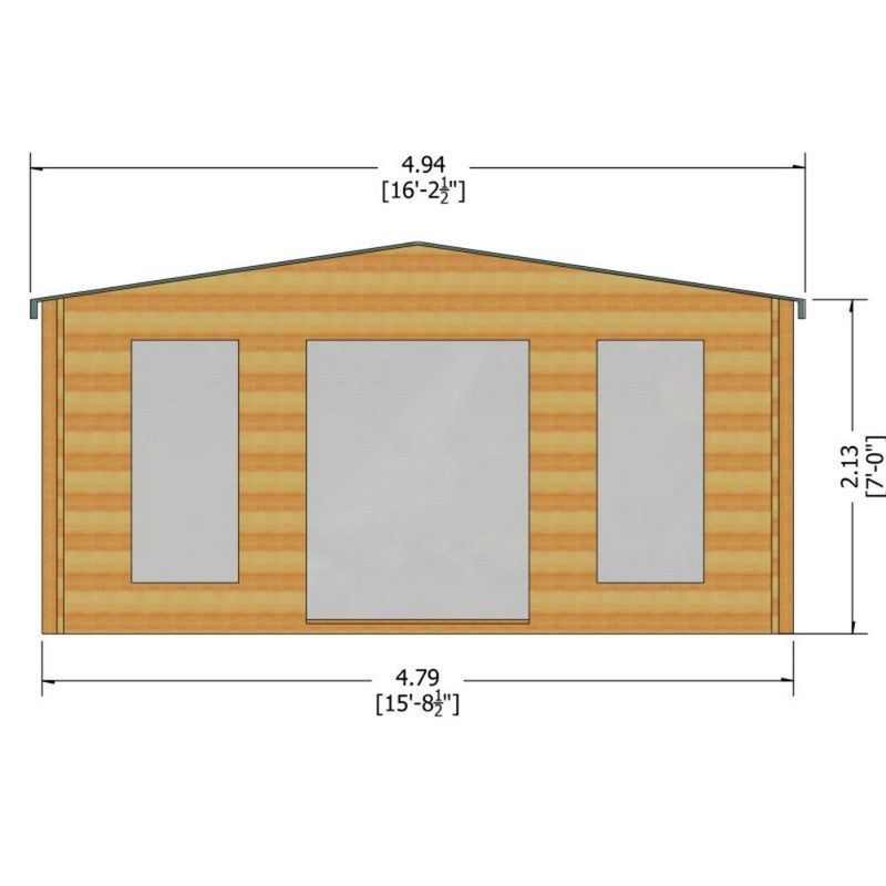 Shire Argyll 15' 6" x 11' 9" Apex Log Cabin - Premium 70mm Cladding Tongue & Groove