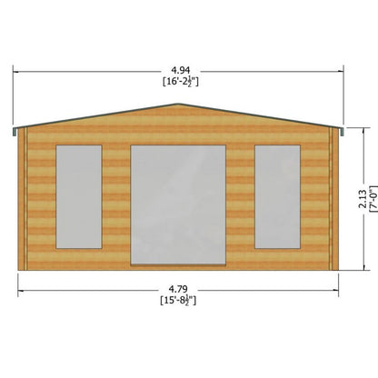 Shire Argyll 15' 6" x 11' 9" Apex Log Cabin - Premium 70mm Cladding Tongue & Groove